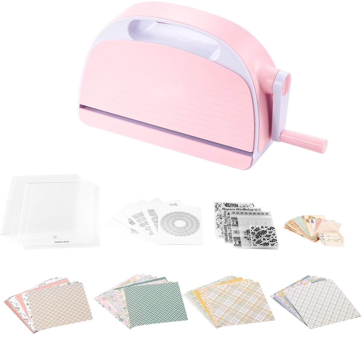 Stans- en embossingmachine - Handmatige machine - 22,9 cm snijbreedte - Draagbare stansset met mallen en folders - Inclusief snijplaten en papier - Voor scrapbooking en kaarten