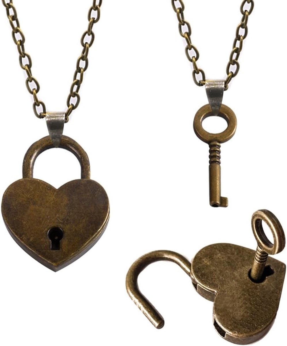 2 Stuks Antieke Vintage Hangslot met Sleutel - Mini Hartvormige Love Lock voor Dagboek en Decoratie