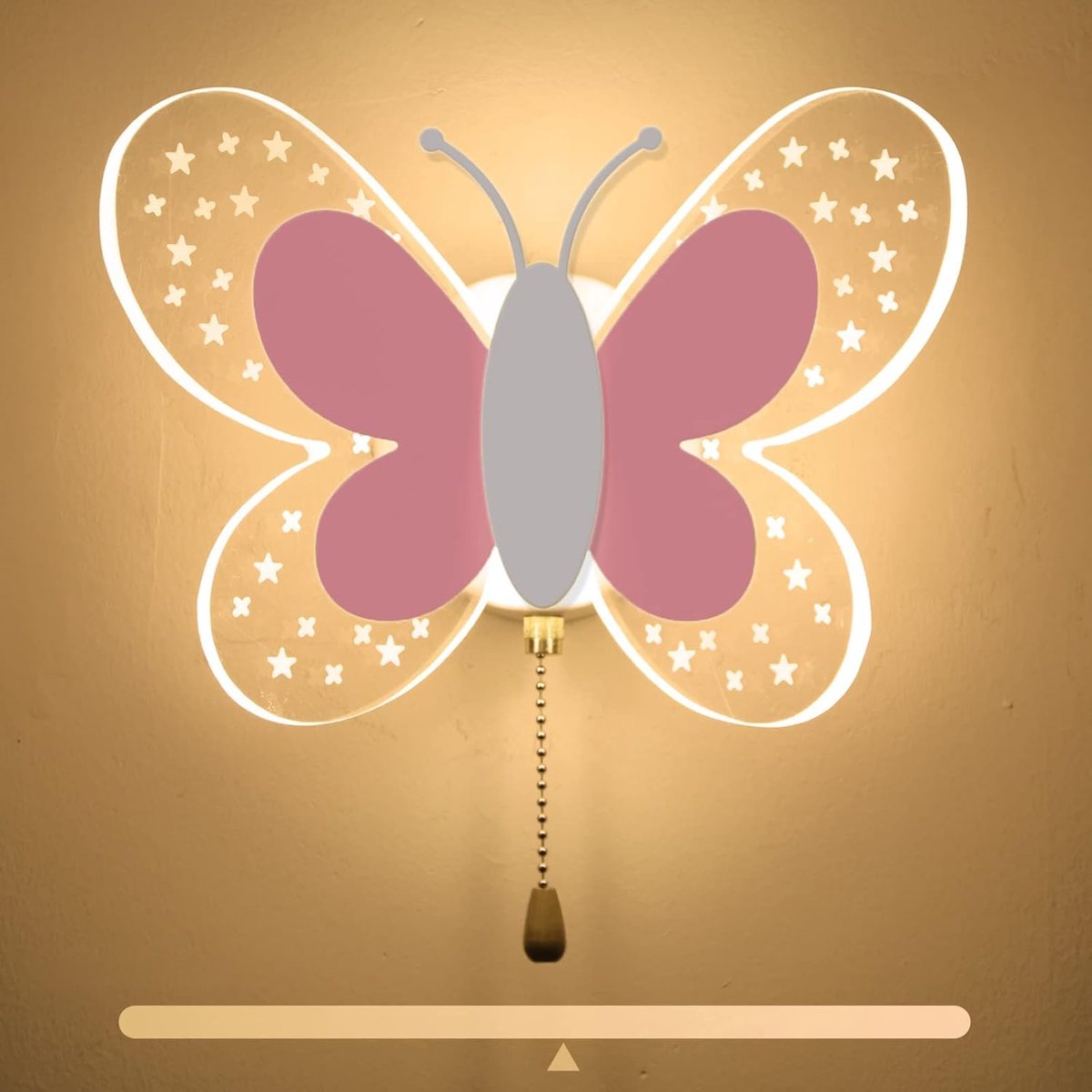 Led-wandlamp kinderkamer meisjes, binnen wandlamp kinderen met stekker dimbaar slaapkamer wandverlichting decoratie nachtkastje acryl vlinder lamp 16 W 3 kleurtemperatuur（Roze Wit）