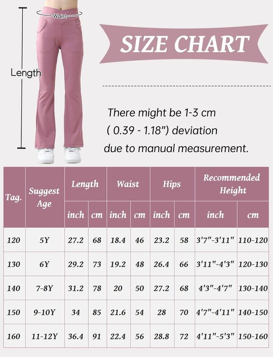 Flared Sportbroeken voor Meisjes, Bootcut Joggingbroeken met V-Lijn Taille, Lange Yoga Broeken met 2 Zakjes, EU 116-158 — afbeelding 5