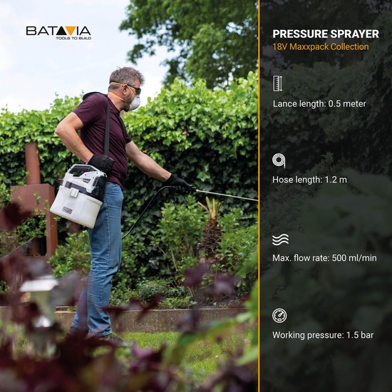 Batavia 18V Accu Drukspuit 7.5L Incl. 2.0Ah Accu & Lader van Batavia — afbeelding 3