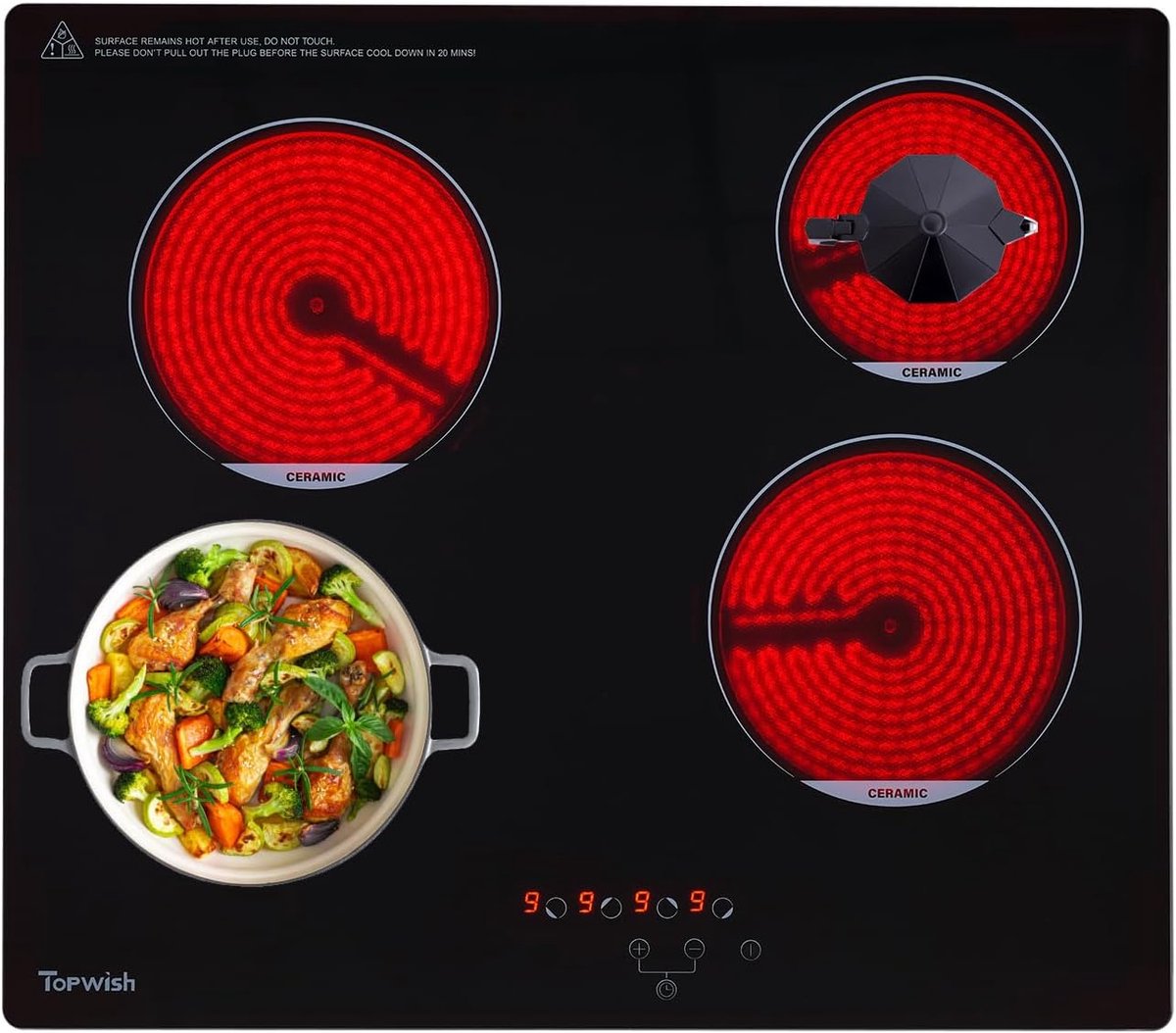 Inductie kookplaat - 4 pits fornuis - Snel koken - Boost functie - 59x52 cm - Zwart