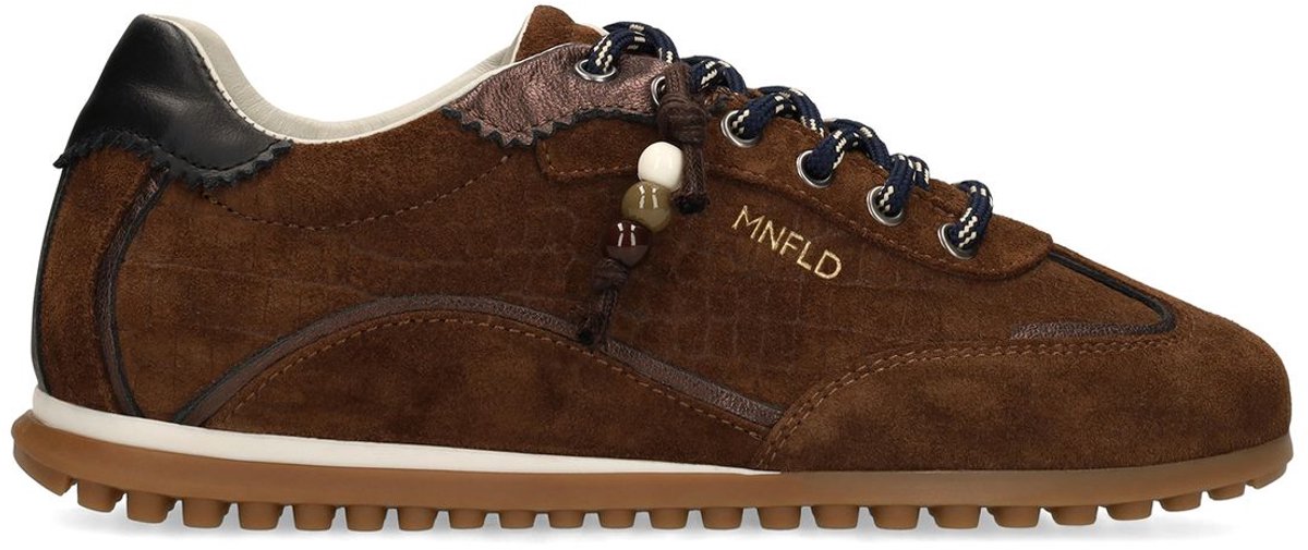 Manfield - Dames - Donkerbruine suède sneakers - Maat 37
