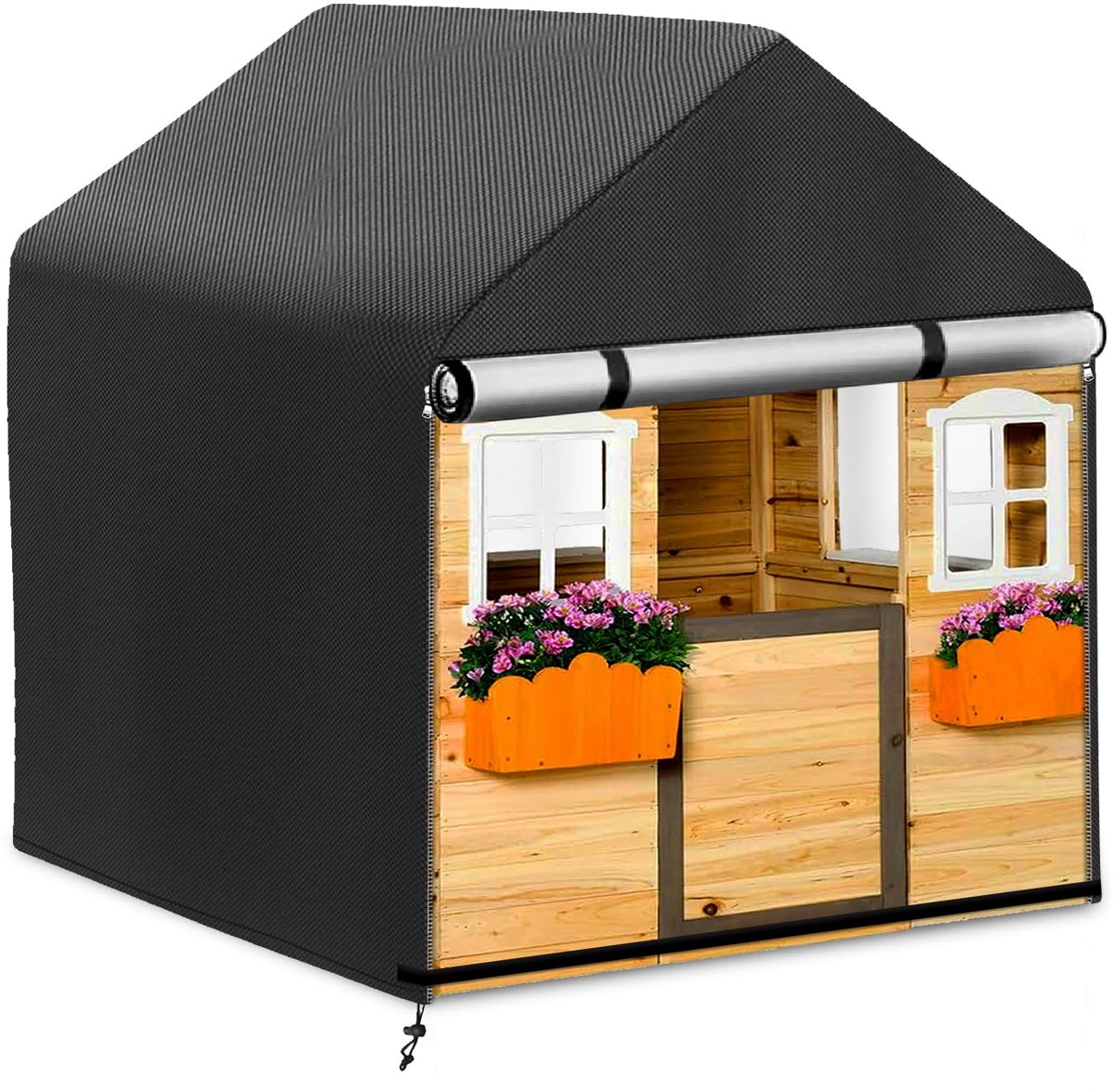 SnelShoppen - Afdekking Outdoor Speelhuis Waterdicht, Beschermhoes Kinderen Winddicht, Afdekhoes met Trekkoord en Ritssluiting Gespen, 420D, 148x113x1