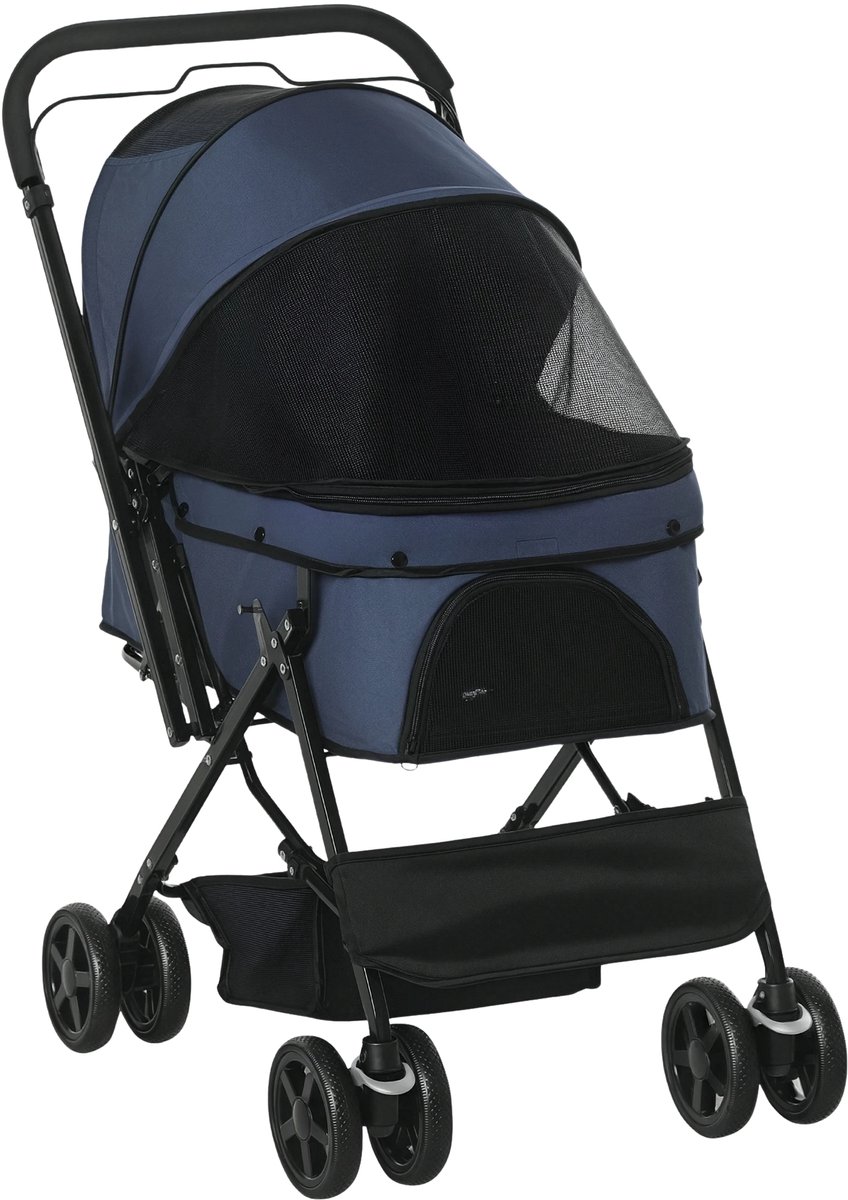 Hondenbuggy – Wandelwagen voor Kleine Honden & Katten van Oxford Stof – Blauw