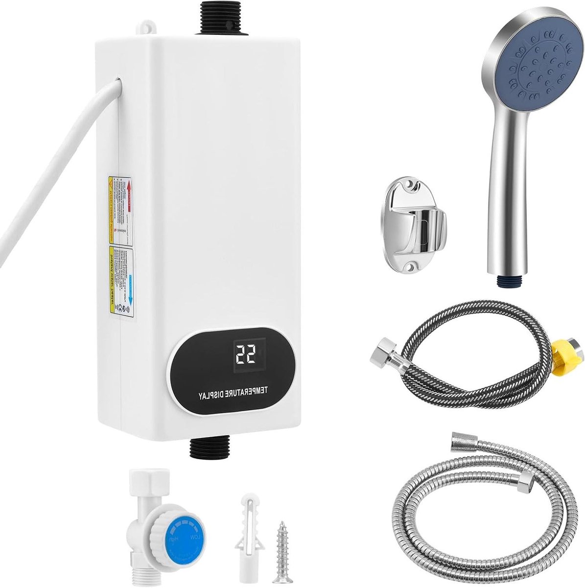 Doorstroomboiler - Mini Boiler - Direct Warm Water - Digitaal LCD Display - 5500 Watt - Wit