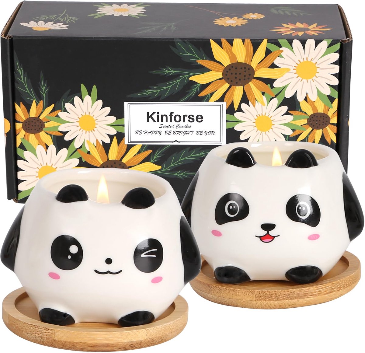 SnelShoppen - Kinforse Geurkaarsen Sets voor Vrouwen, Panda Geurkaars Cadeaus voor Verjaardag, Feest, Relaxen, Decoratie, Aromatherapie, Geurige Kaars
