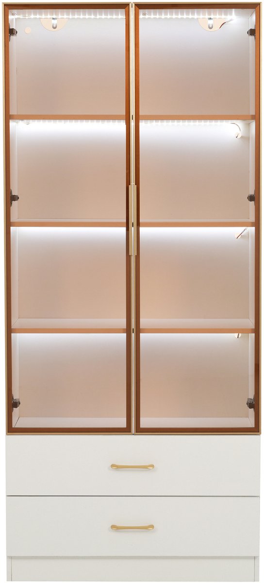 COVREO Badkamerkast 75 x 34,5 x 170 cm wit, MDF met lichtstrip en glasdeur — afbeelding 4