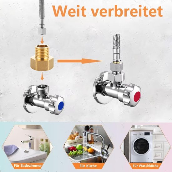 Verkorte Messing Reducer 1/2 inch IG naar 3/8 inch AG voor Sanitair en Loodgieterswerk — afbeelding 4