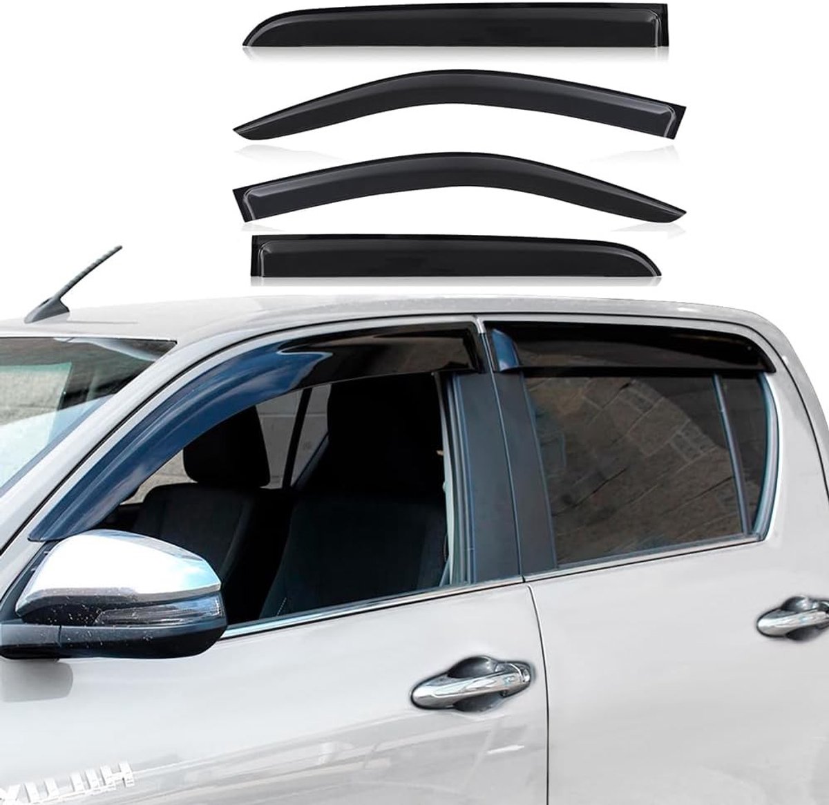 Winddeflectors voor Hilux AN110 AN120 AN130 Double Cab 4X4 - Smoke Black - Bescherming, Stijl, Comfort