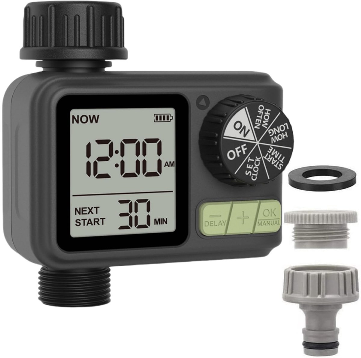 SnelShoppen - Irrigatiecomputer met Regenvertraging, Automatische en Handmatige Modus, IPX5 Waterdicht, Groot LCD-Display, Watertimer voor Tuin en Gaz