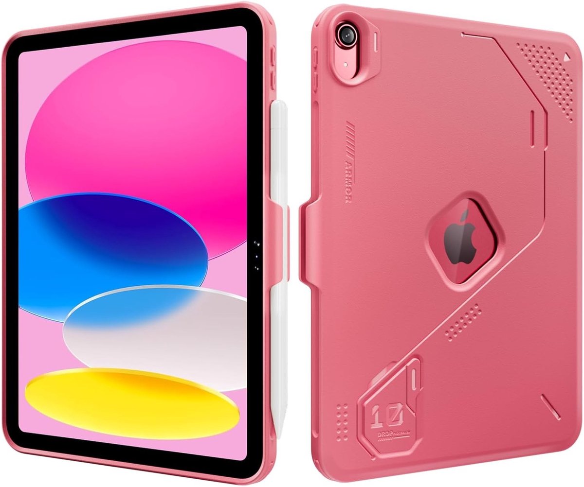 Dunne Schokbestendige Beschermcase voor iPad 11 Inch (A16) en 10.9 Inch met Penhouder - Roze, Ideaal voor Bescherming en Gebruiksgemak