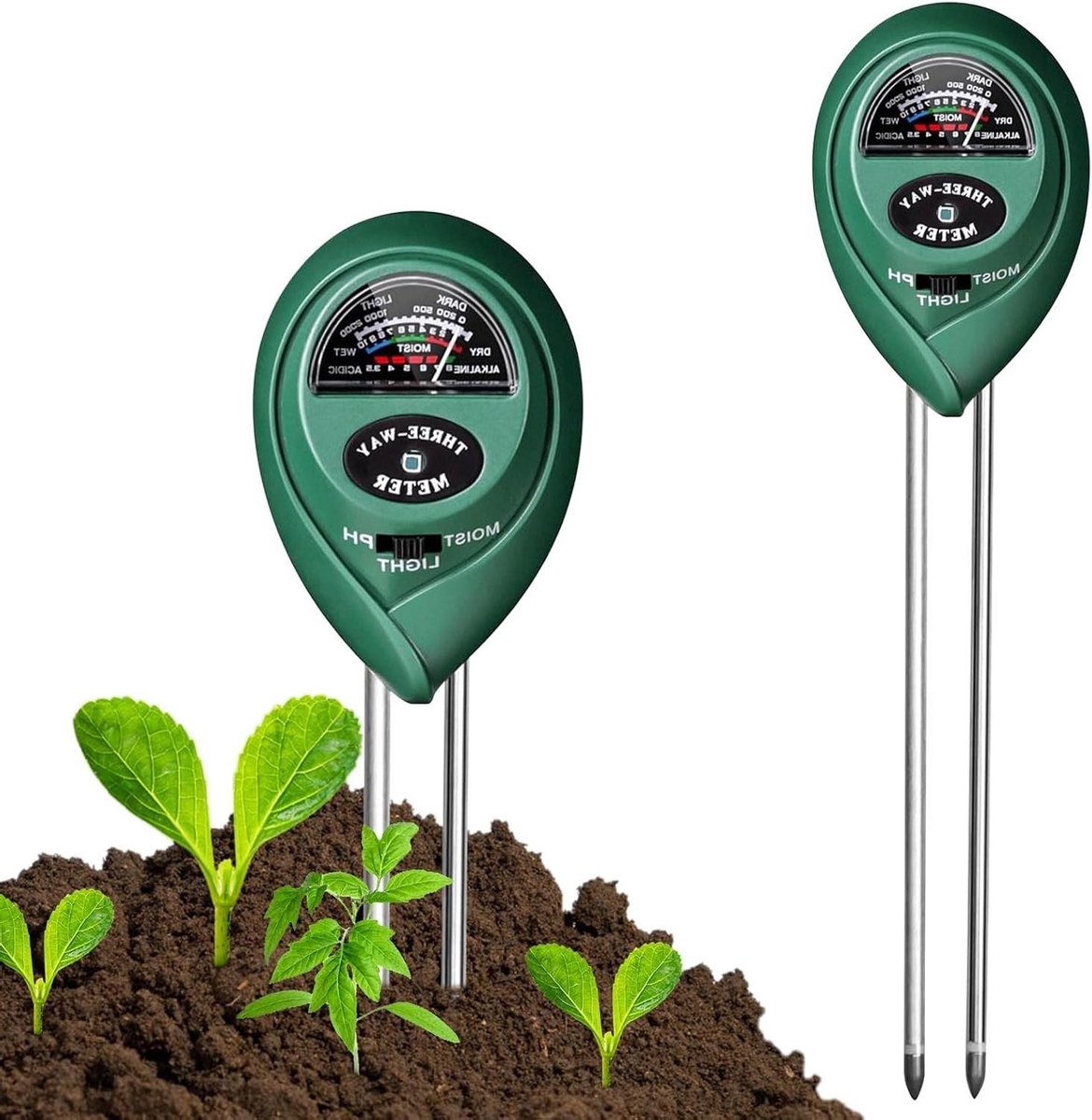 3-in-1 Bodemtester - pH Vocht Meter - Planten Verzorgen - Dubbele Naald Sensor - 5 x 2 x 10 cm
