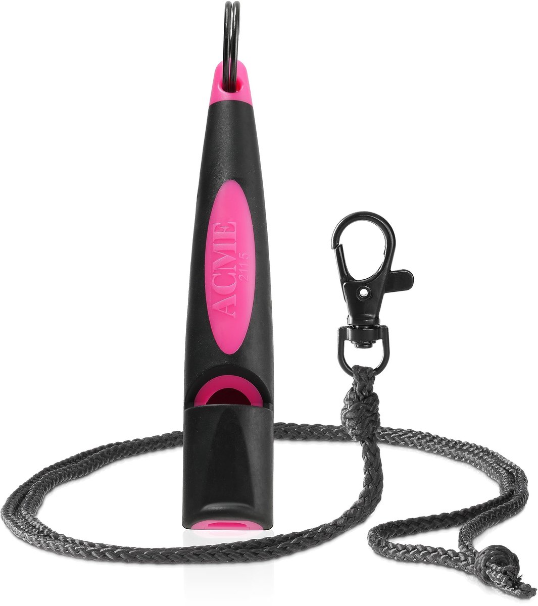 SnelShoppen - Hondenfluitje nr. 211,5 met gratis fluitband, mat zwart, hoge frequentie, ideaal voor terugroepen, groot bereik, perfect voor training e