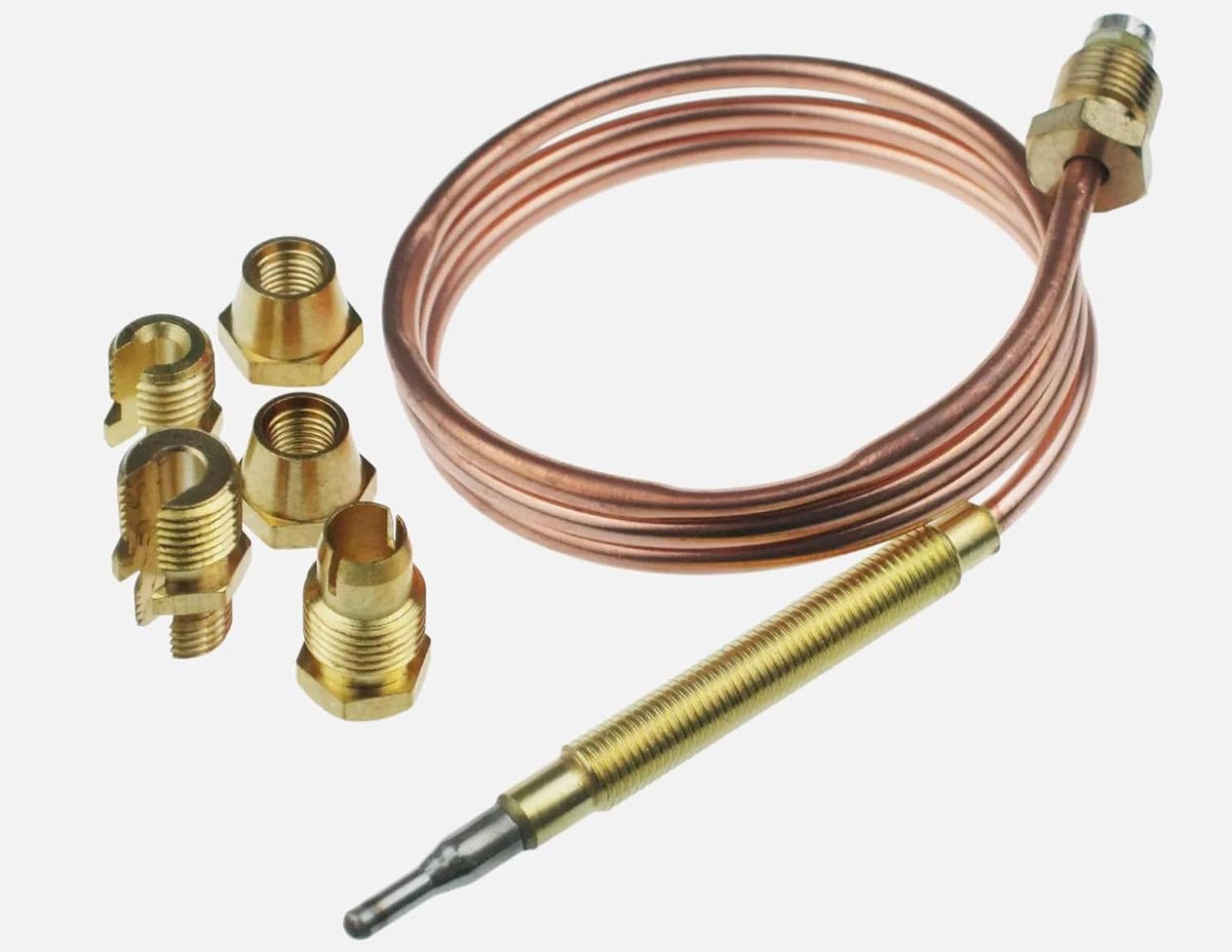 Universeel thermokoppel - Gasoven sensor - Kooktoestel reparatie - Aanpasbare opzetstukken - 60 cm lengte - Metaal