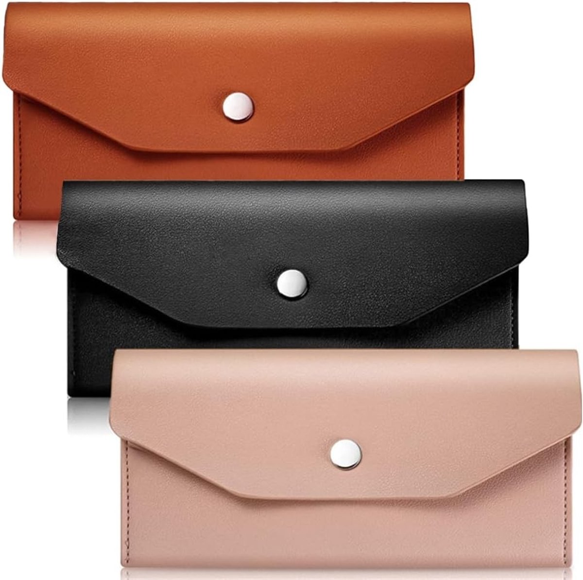 Set van 3 Herbruikbare Muntentassen van Kunstleer voor Reizen en Budgetbeheer, Waterdicht, 20.3 x 10.2 cm, Ideaal voor Organisatie en Opberging