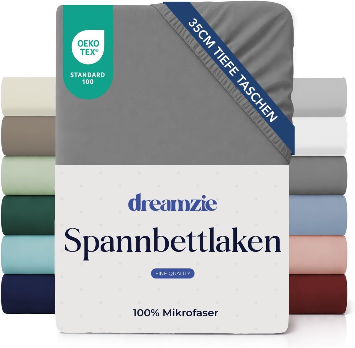 SnelShoppen - Dreamzie DXHome Hoeslaken 200 x 200 cm met 35 cm diepe zak - 100% Microvezel Laken Antraciet - Bedlaken met Elastiek, Getest op Schadeli