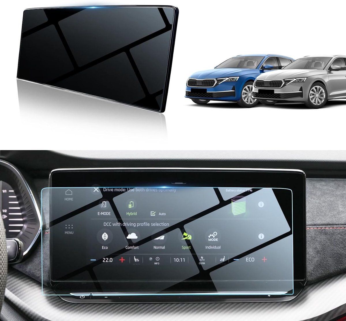 Navigatiescherm Beschermfolie voor Skoda Octavia 4 IV MK4 RS - 10 Inch 9H Gehard Glas Bescherming voor Infotainment en Touchscreen