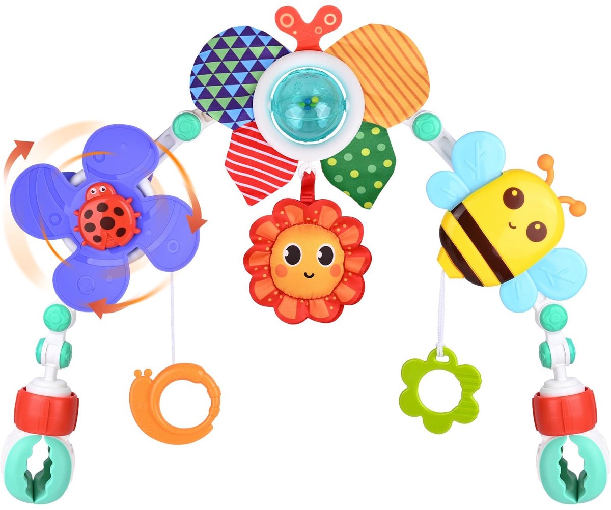 SnelShoppen - Gaethra Kinderwagen Mobiel Muziekspeelgoed Honeybee Wieg Speelgoed voor Sensorische Activiteiten Opvouwbaar Verstelbaar voor Uitsmijter