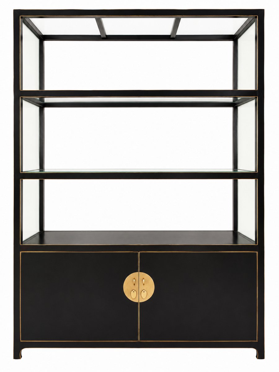 Fine Asianliving OUTLET Chinese Display Kast met Glas Panelen B142xD50xH215cm ZELF OPHALEN Chinese Meubels Oosterse Kast