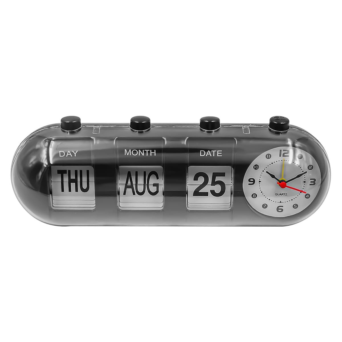 SnelShoppen - VOANZO Eeuwigdurende Bureaukalender met Klok - Handmatige Flip Staande Academische Desktop Kalender - Vintage Digitale Klok voor Thuiska