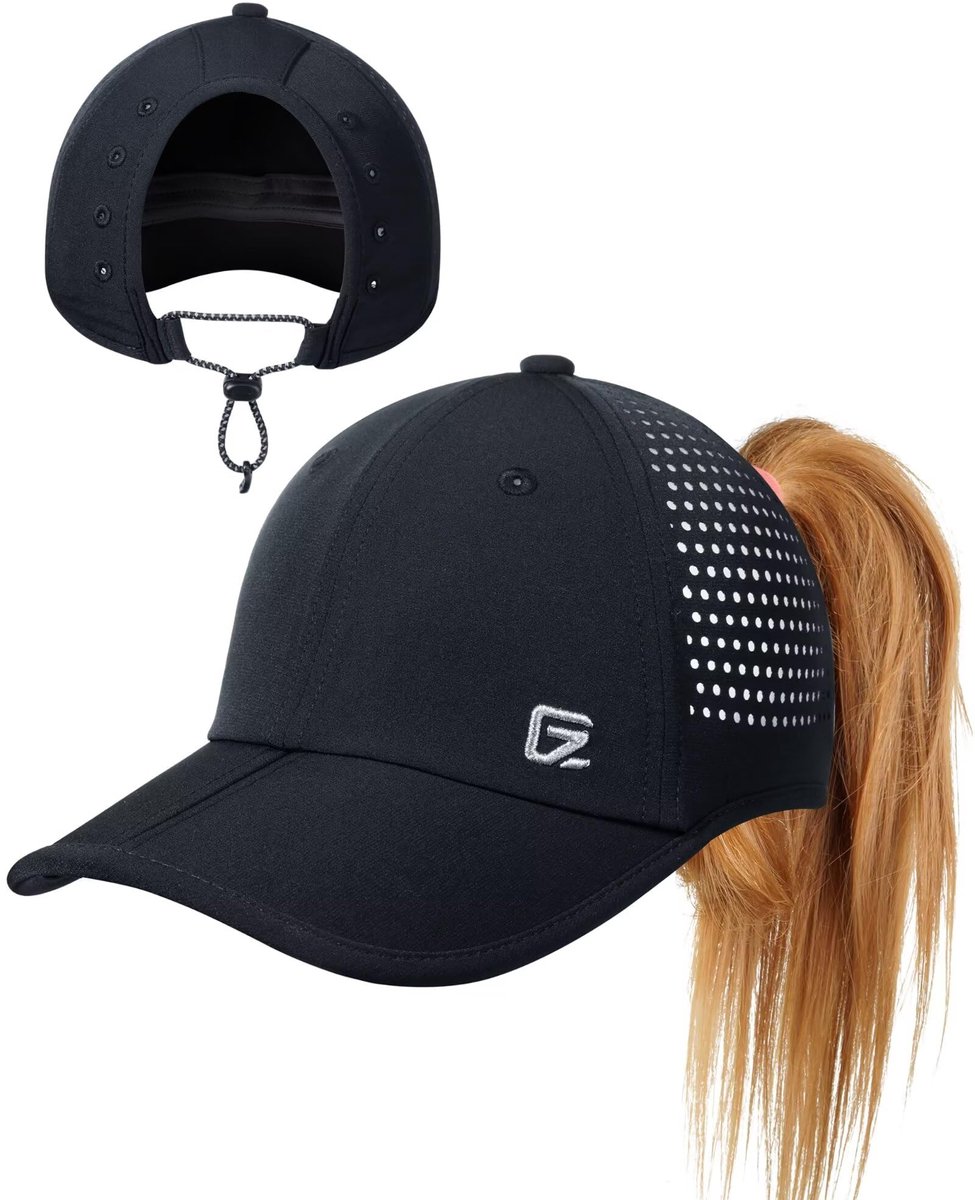 SnelShoppen - Ponytail Hardloophoed voor Vrouwen Zomer Honkbalpet met Ponytail Gat, Trekkoord, Verstelbaar, Ademend Mesh, Dri Fit, Hoge Bun Zonnehoed