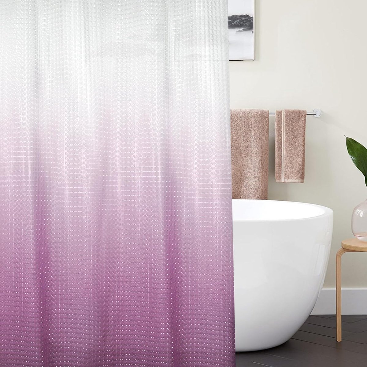 Lemon Cloud PEVA Shower Curtain, Waterproof, Windproof, Cold-Resistant, with Shower Curtain Ring, Colour Gradient - ShopVlot