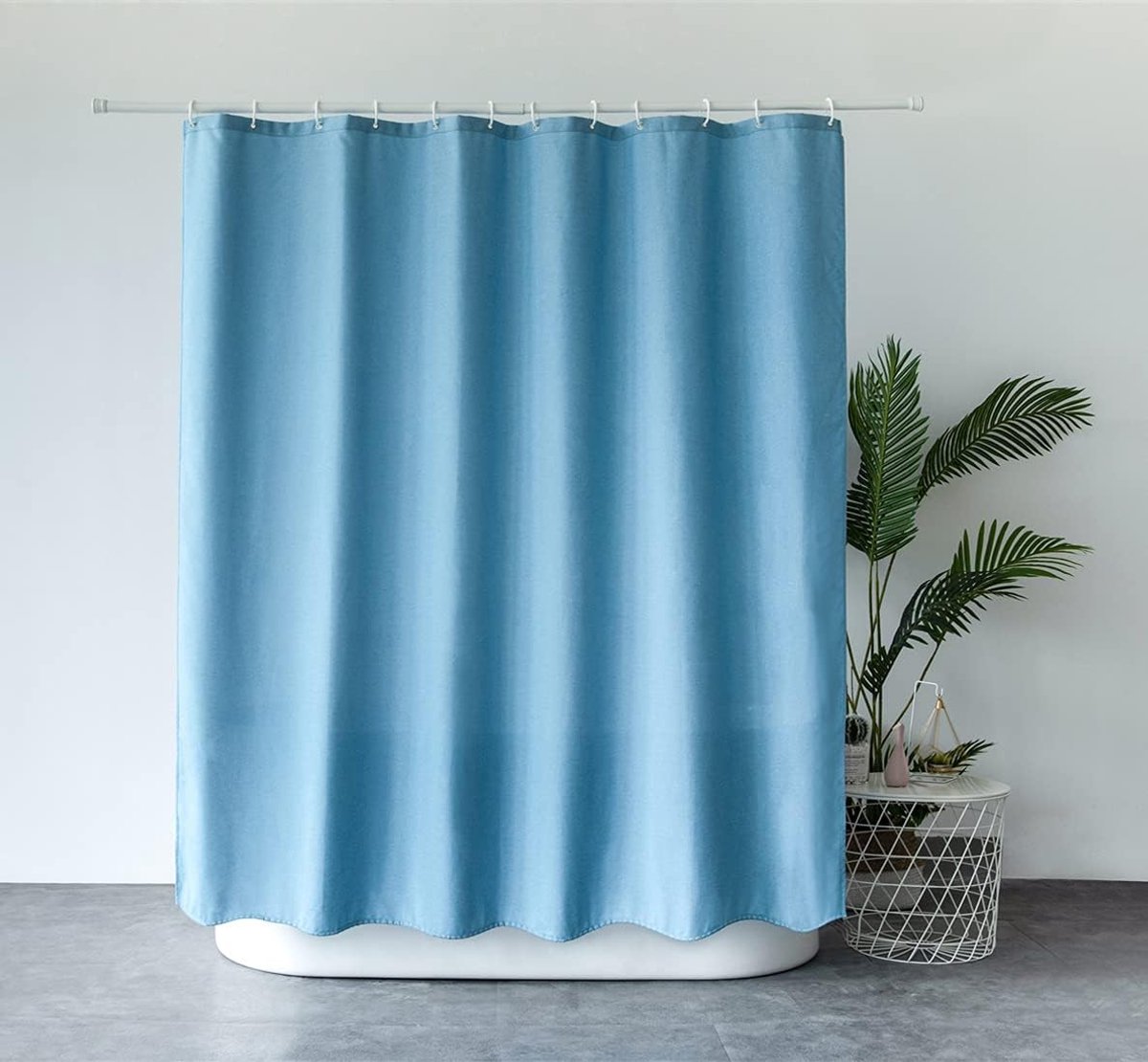 SnelShoppen - Luxe Douchegordijn 180x200cm Turquoise - Waterdicht, Schimmelbestendig, Zware Kwaliteit Textiel Stof met Linnenlook - Inclusief 12 Haken