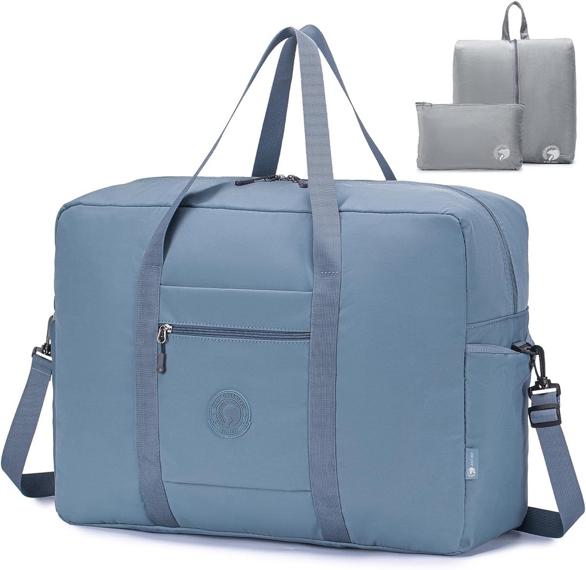 Grote Vouwbare Reisbagage Handbagage 55x40x20 Lichtgewicht Organizer Duffle Bag 45L Waterdichte Reistas voor Mannen en Vrouwen in Blauw