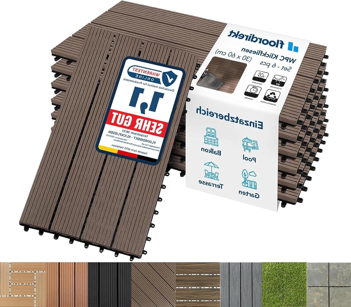 Balkontegels - Terrastegels Composiet - Buitenruimte Aankleden - Eenvoudig Kliksysteem - 2 m² - Donkerbruin