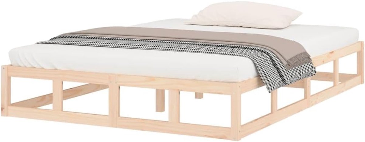 Houten Bedframe - Ledikant Massief - Moderne Slaapkamer - Stevig Grenenhout - 120x200 cm - Naturel