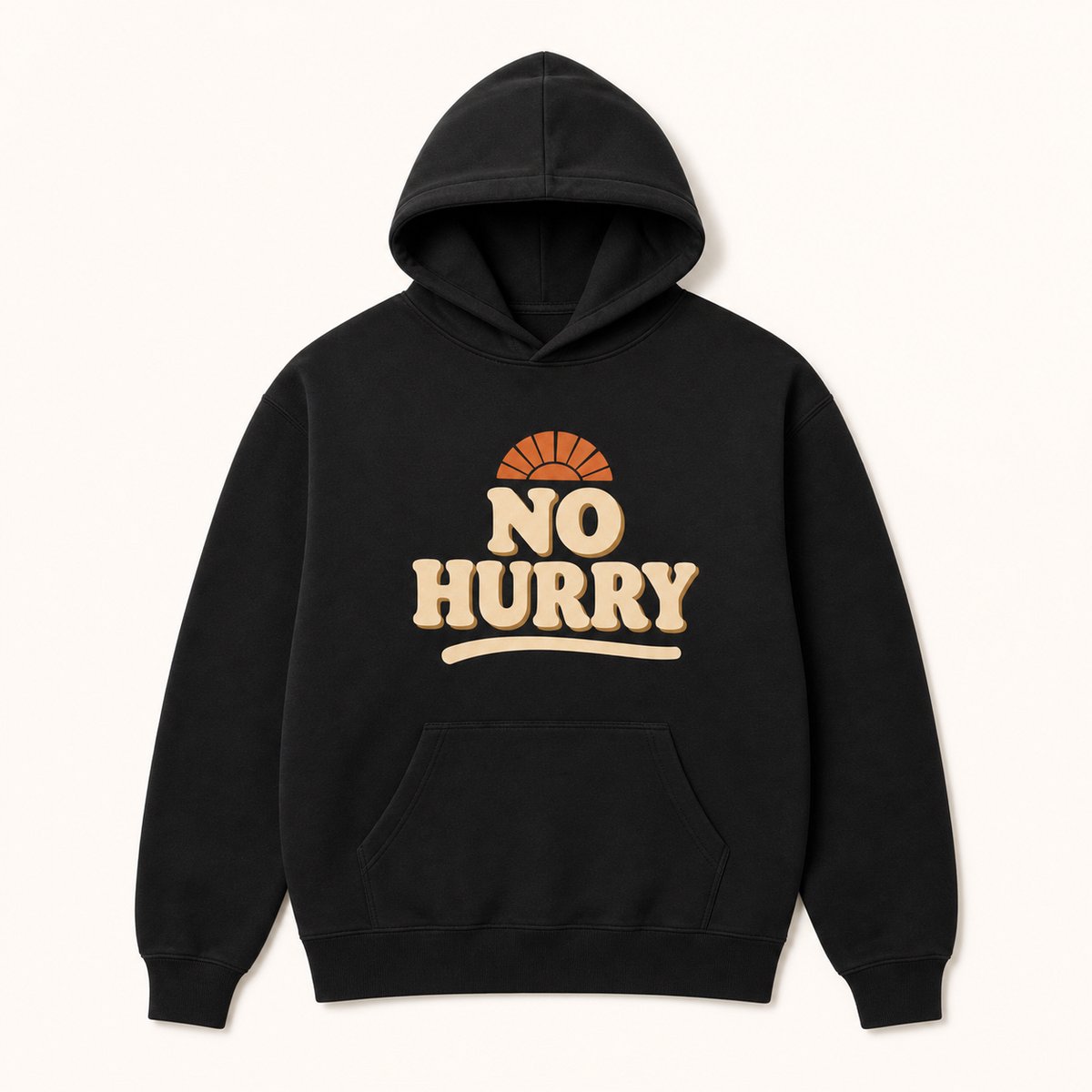 Trui Dames - Hoodie Dames - Zwart - Sweatshirt met Capuchon - No Hurry Print - Maat M