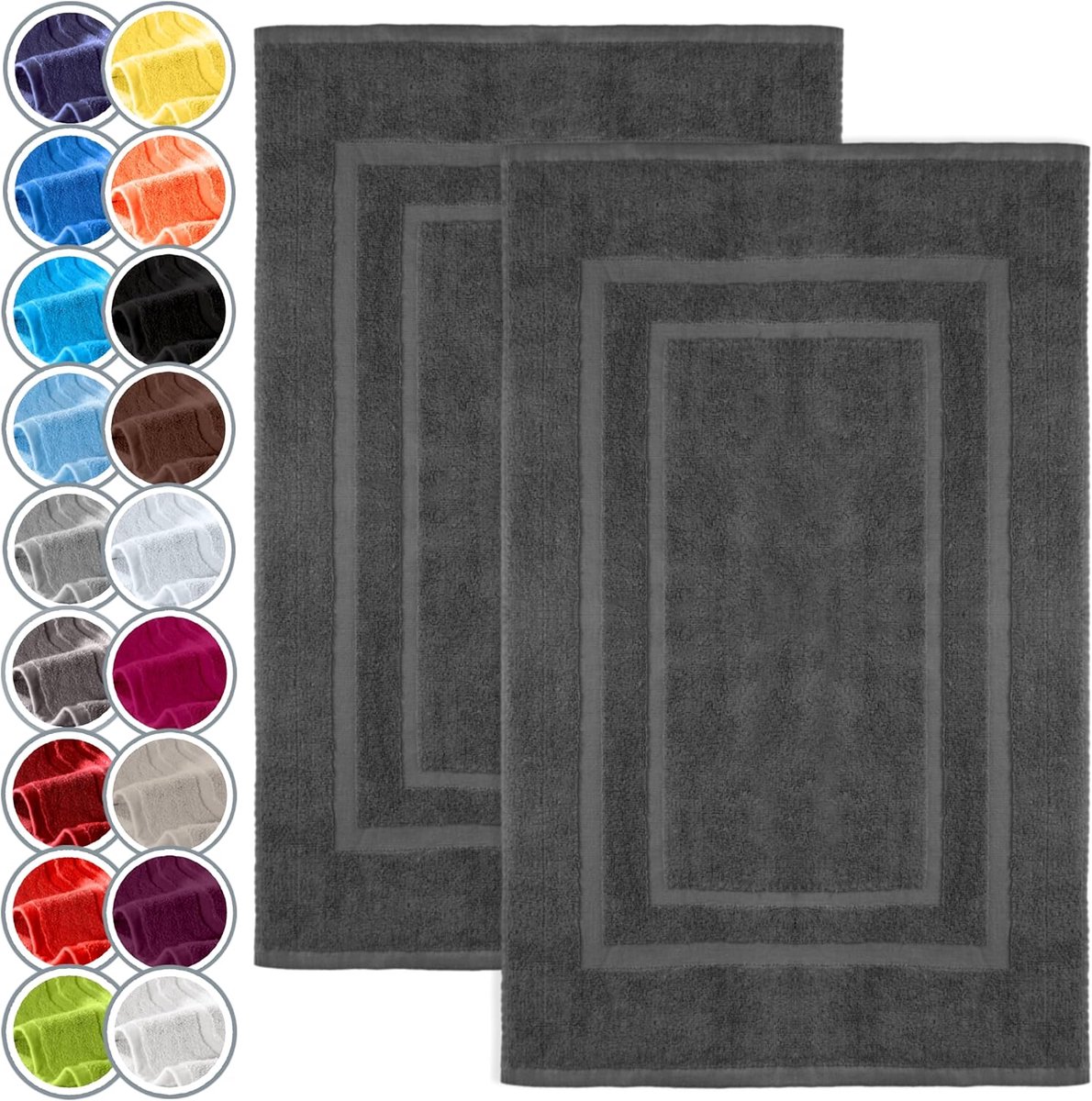 SnelShoppen - Katoenen bad- en douchematjes set van 2 stuks; topkwaliteit 50 x 80 cm; zacht, absorberend, antislip, ideaal voor badkamer, sauna, welln