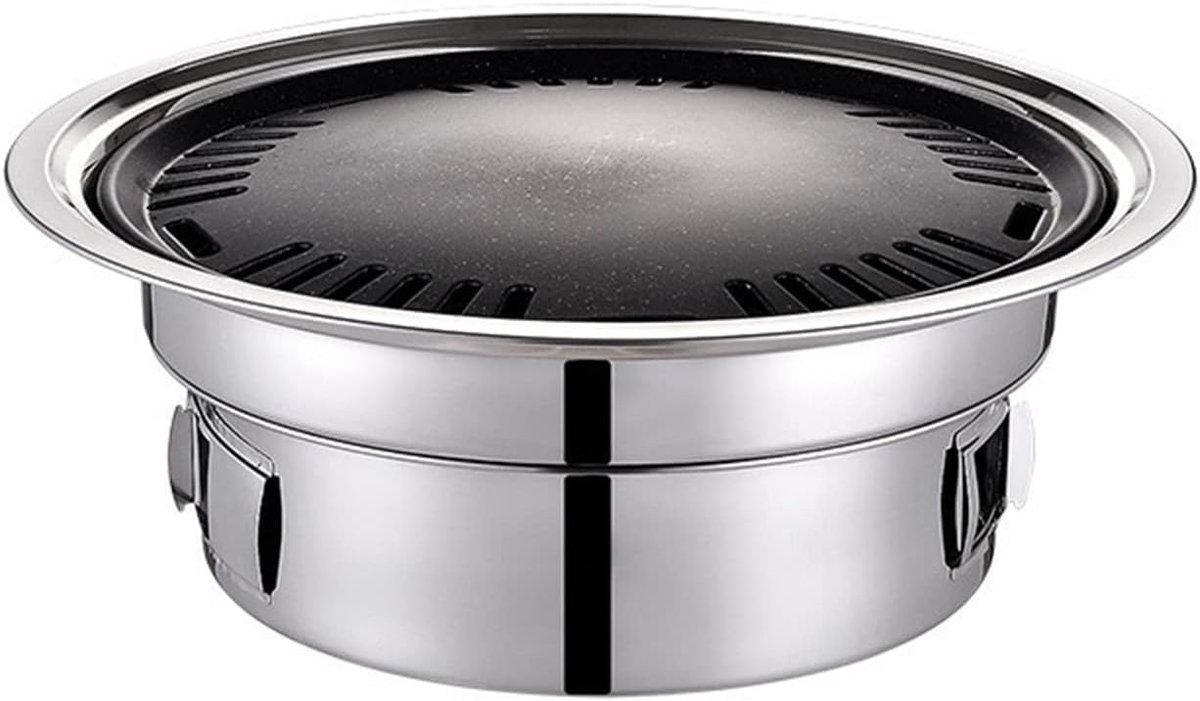 Houtskool Grill - Buiten Koken - Kamperen Tuin - Gietijzeren Grill - Voor 3-5 personen - Zilver