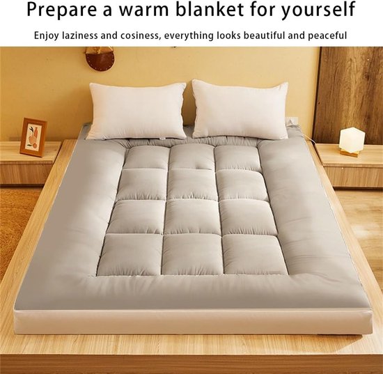 Vloermatras Futon - Japanse slaapmat - Comfortabel slapen - Extra dik ontwerp - 200x220cm - Wit — afbeelding 3