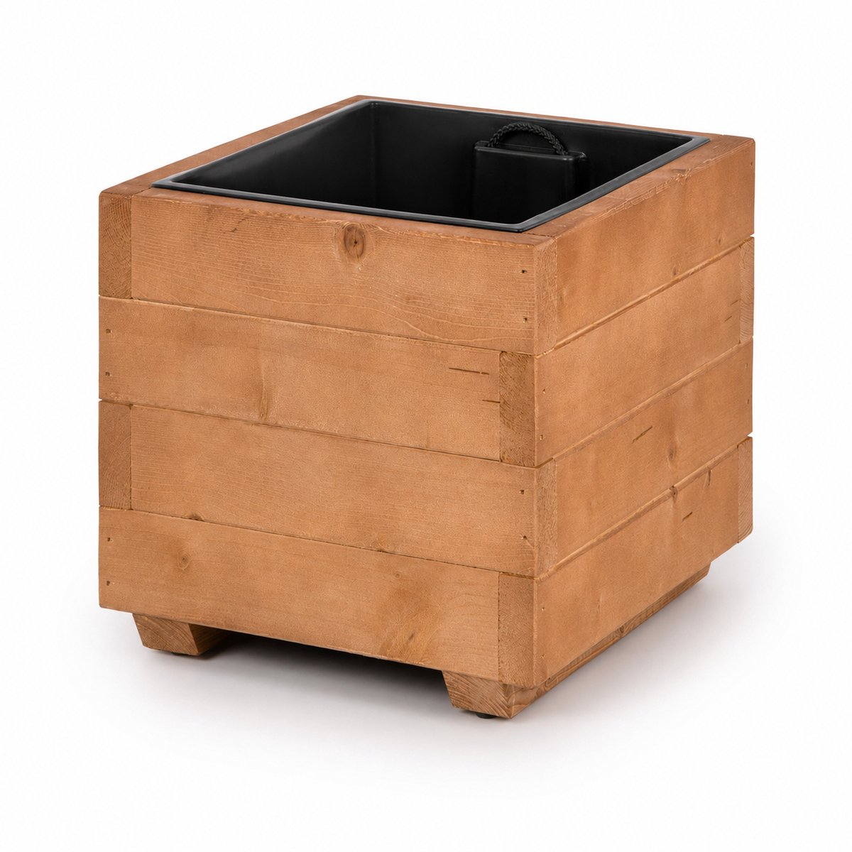 Plant&Bak Plantenbak met Binnenbak Vurenhout L33 × B33 × H32 cm – Houten Plantenbak voor Buiten – Uitneembare Binnenbak – Notenbruin