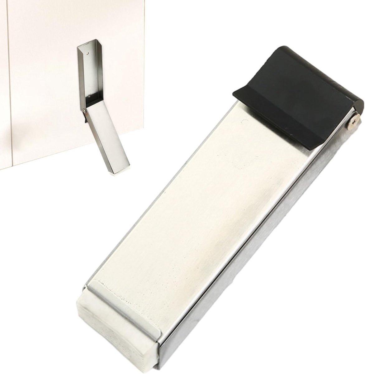 Robuuste Deurstopper - Deurhouder Zonder Boren - Stabiele Deurvastzetting - Magnetisch Zuigontwerp - 15.1 cm Lengte - Zilver