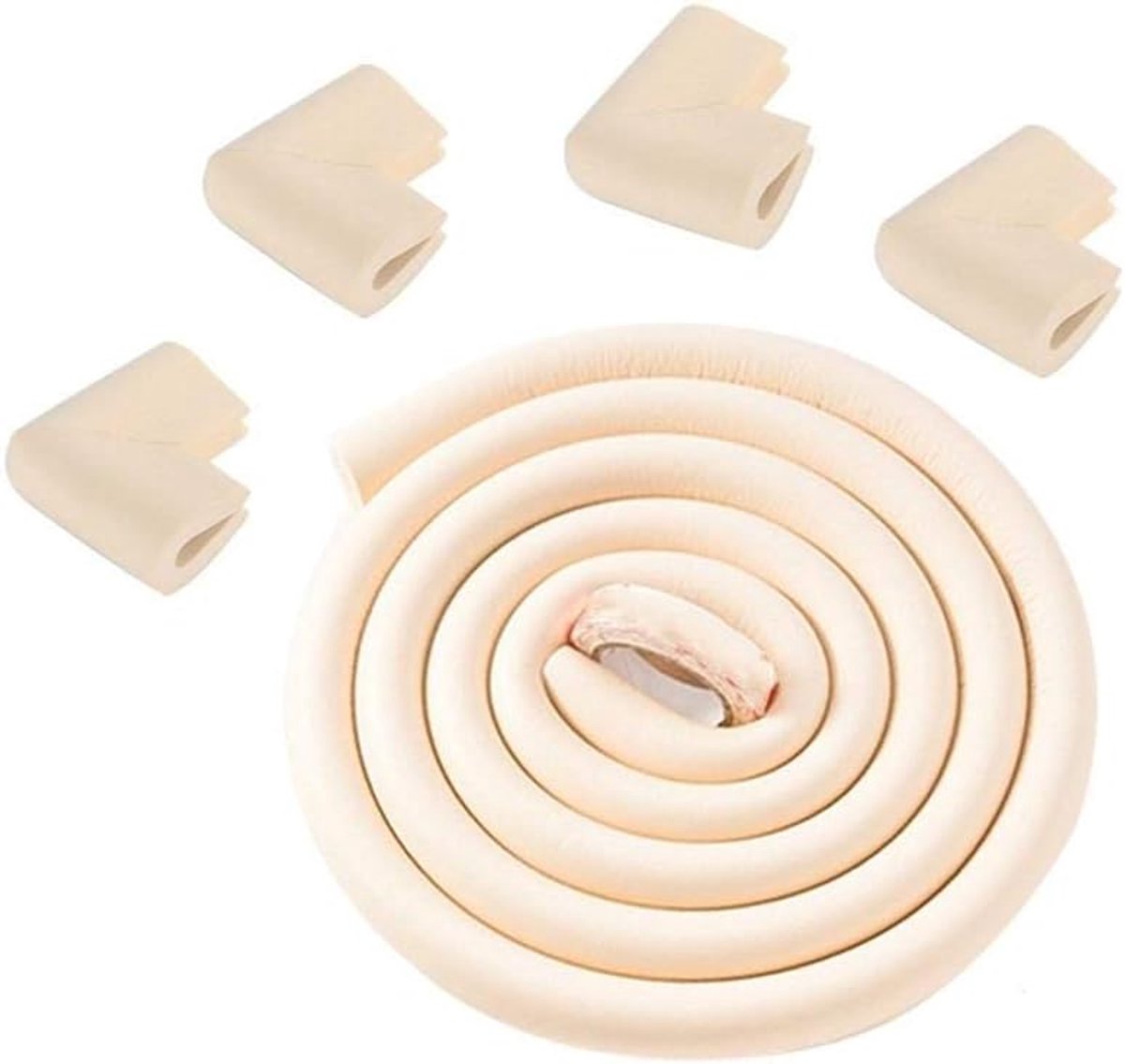 Meubelbeschermers - Hoekbeschermers - Babyveiligheid - Zacht schokabsorberend materiaal - 2 Meter - Beige