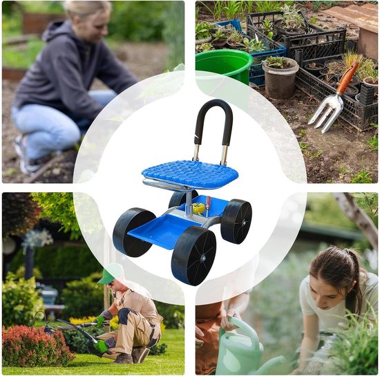 Rollende Tuinwagen - Zitmaaier Gazon - Tuinieren Zonder Pijn - Verstelbare Hoogte - 26x31x26 cm - Groen — afbeelding 3