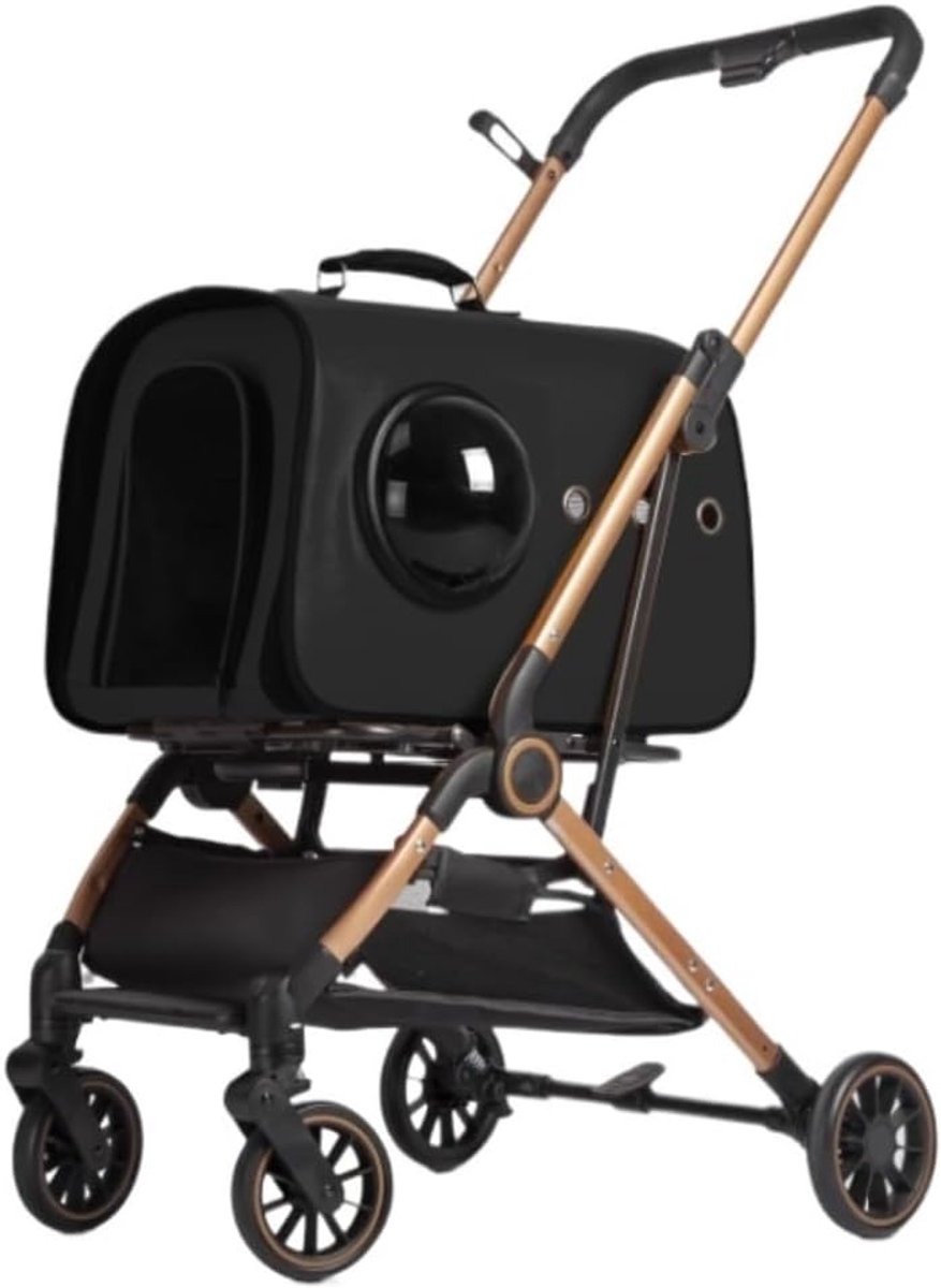 Huisdier Kinderwagen - Hondenbuggy Kattenbuggy - Comfortabel Reizen - Opvouwbaar Lichtgewicht - Tot 25 kg - Zwart