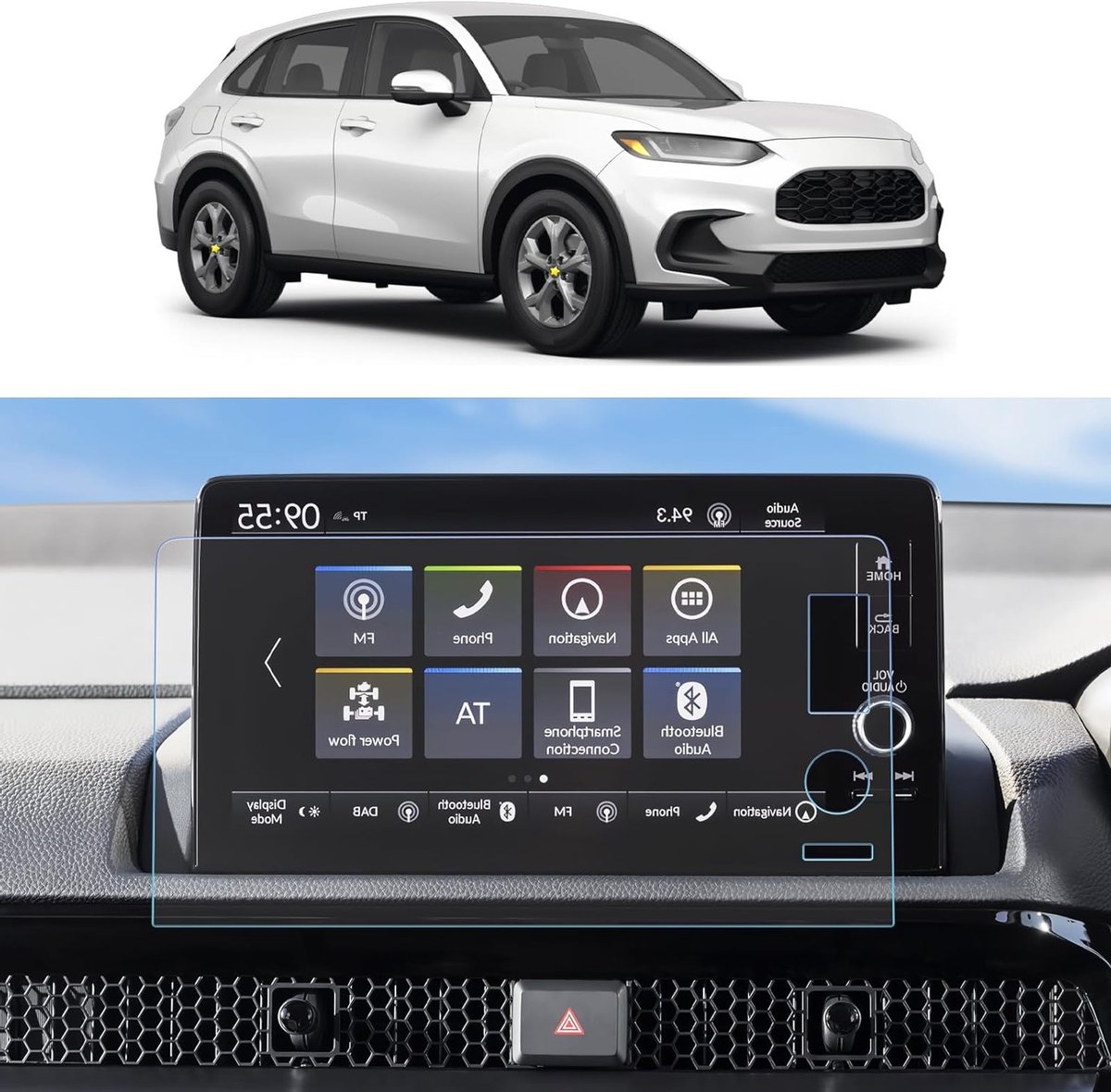 Matte Screen Protector voor Honda HR-V/CR-V/Civic - Tempered Glass Beschermfolie voor Navigatie, 9 Inch, Krasbestendig en Duurzaam