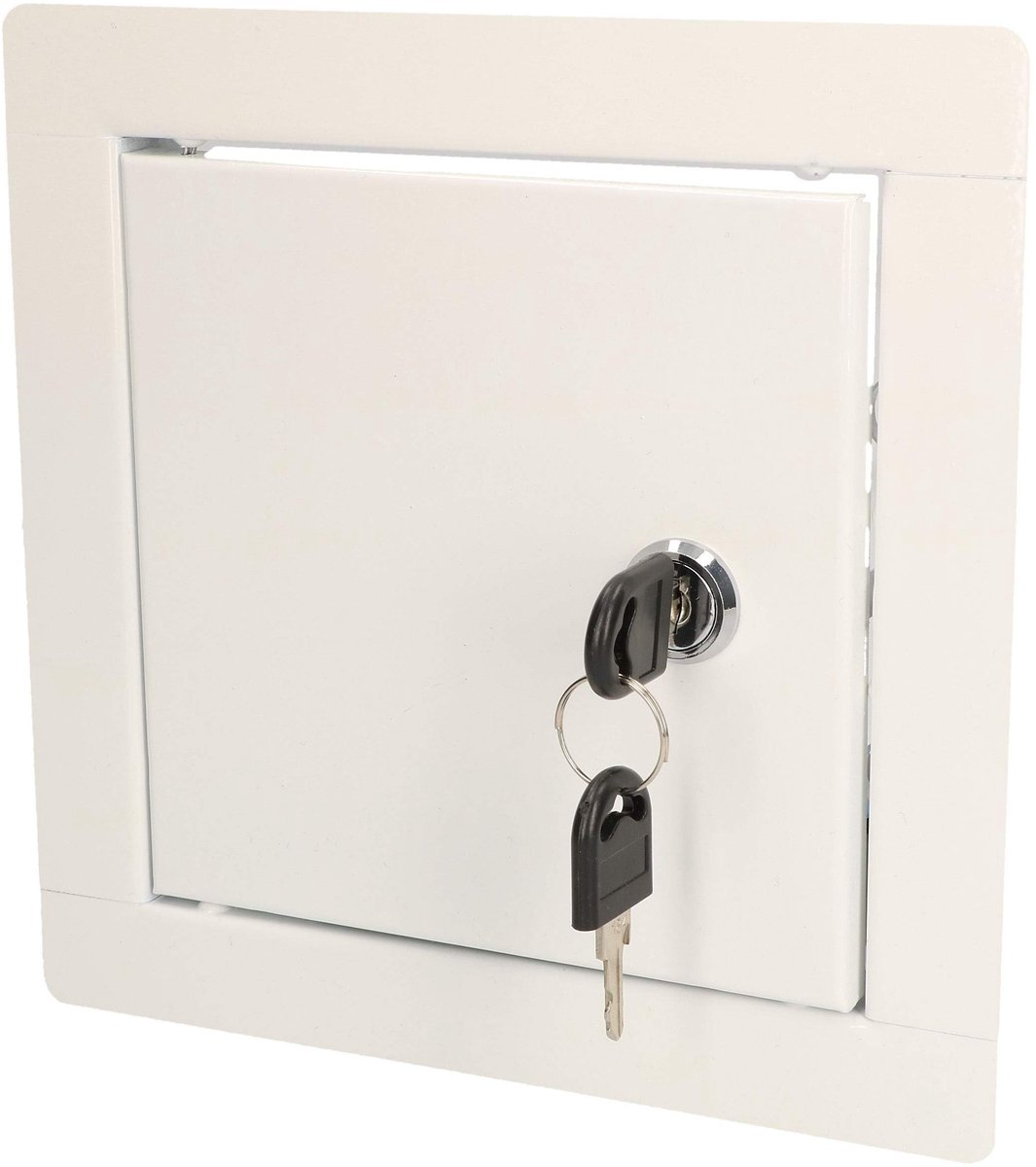 KOTARBAU® Inspectieklep, Inspectiedeur, Verzinkt Staal, 15x15 cm, Wit, Inspectieluik met Slot, en 2 Sleutels, Onderhoudsklep, Poedergecoat, Toegangspaneel, Revisiedeur