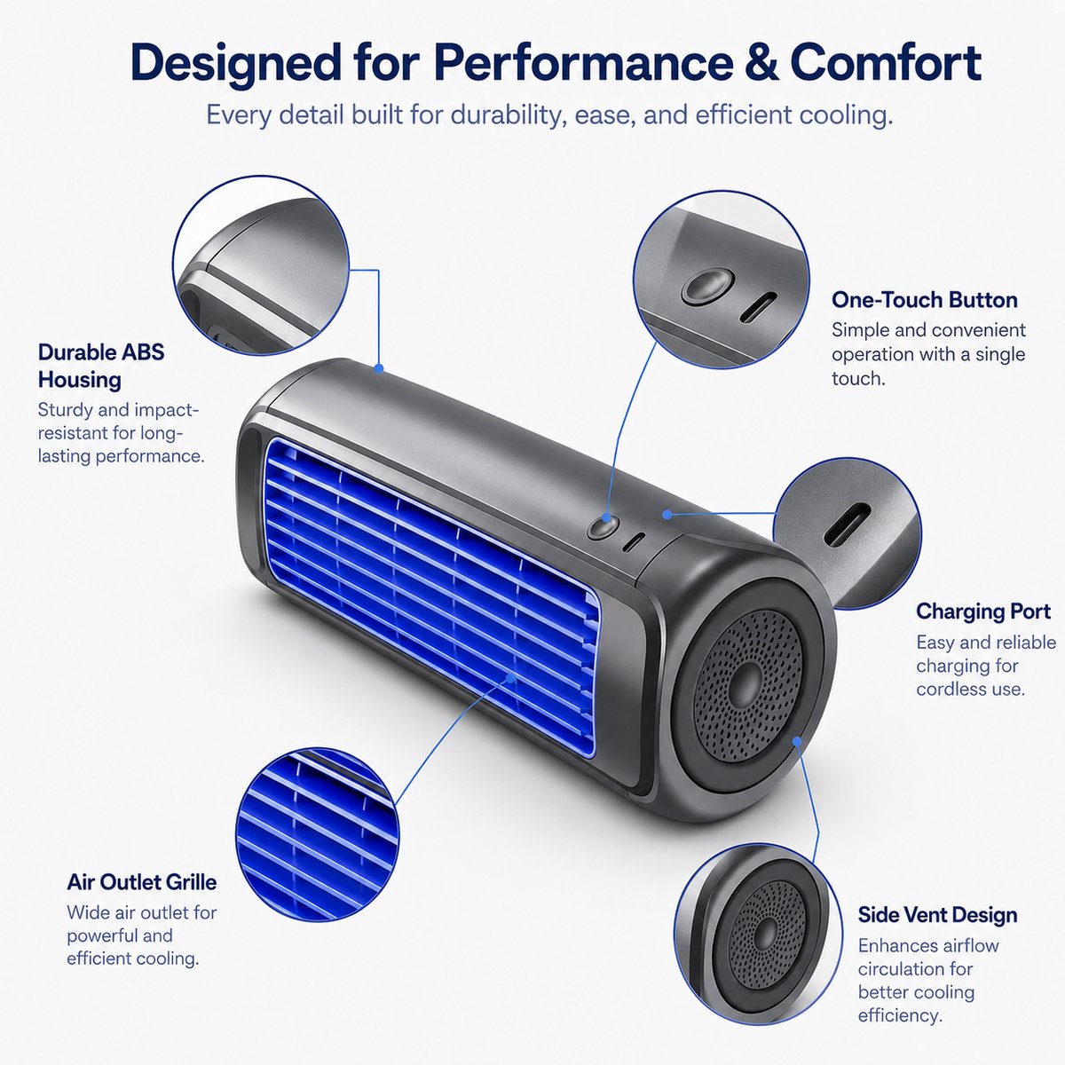 Bobypet - Premium Aircooler Muurmontage - Zonder Boren Ventilator - Energiezuinige Koeler met Drie Snelheden - Draagbare Mobiele Airco Cooler voor Slaapkamer, Keuken en Badkamer - Compacte Wandventilator met Geavanceerde Waterkoeling - grijs thumbnail 3