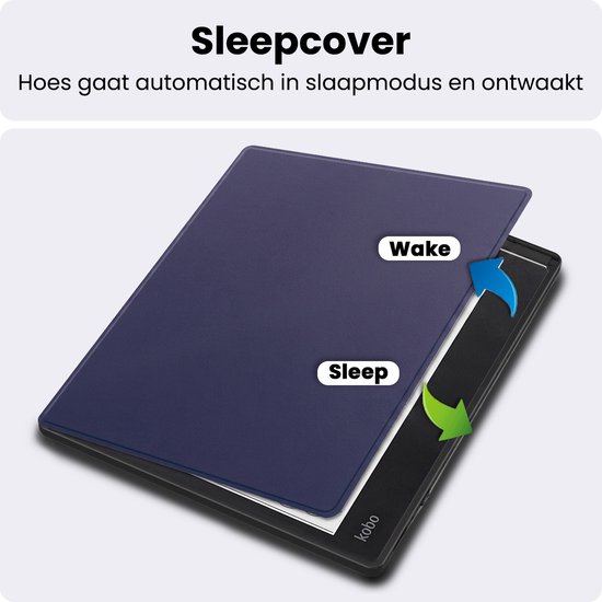 Hoes Geschikt voor Kobo Elipsa 2E - Luxe E-reader Bescherm Case - Hoesje Book Cover - Donkerblauw — afbeelding 3