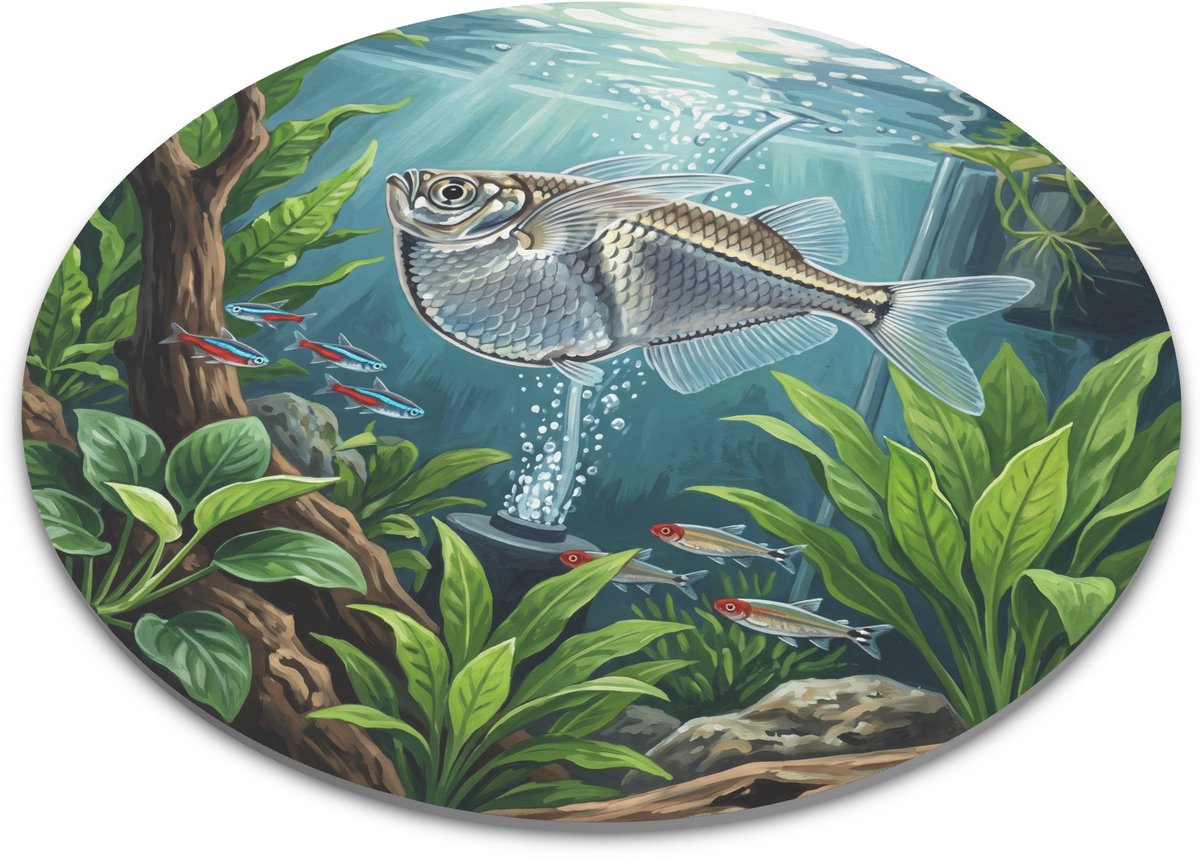 Ronde muismat met bijlzalm - Tropisch aquarium design