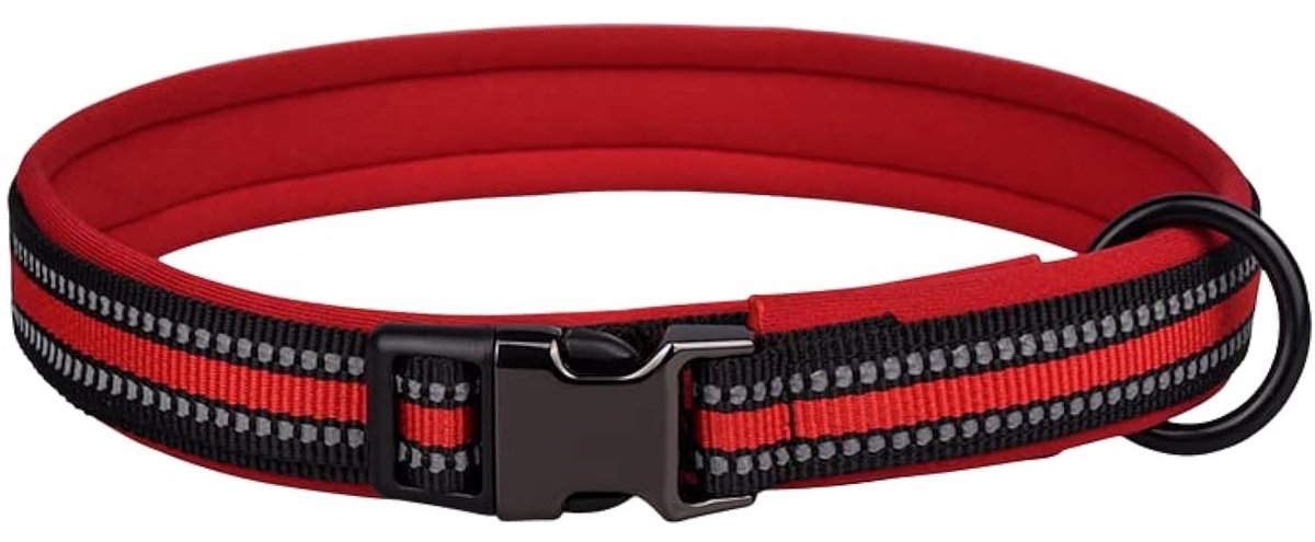 Dailygoods- Halsband Reflecterend - Verstelbaar - Zacht Neopreen - Roestvrij Staal - Voor Kleine/Middelgrote/Grote Honden - Maat L (50-65cm) - Hondenhalsband