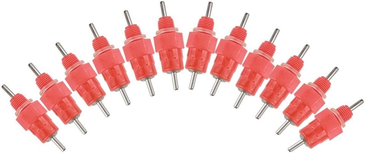Kippen Drinknippels - Gevogelte Voeder - Pluimvee Hydrateren - Roestvrij Staal - 50 Stuks - Rood