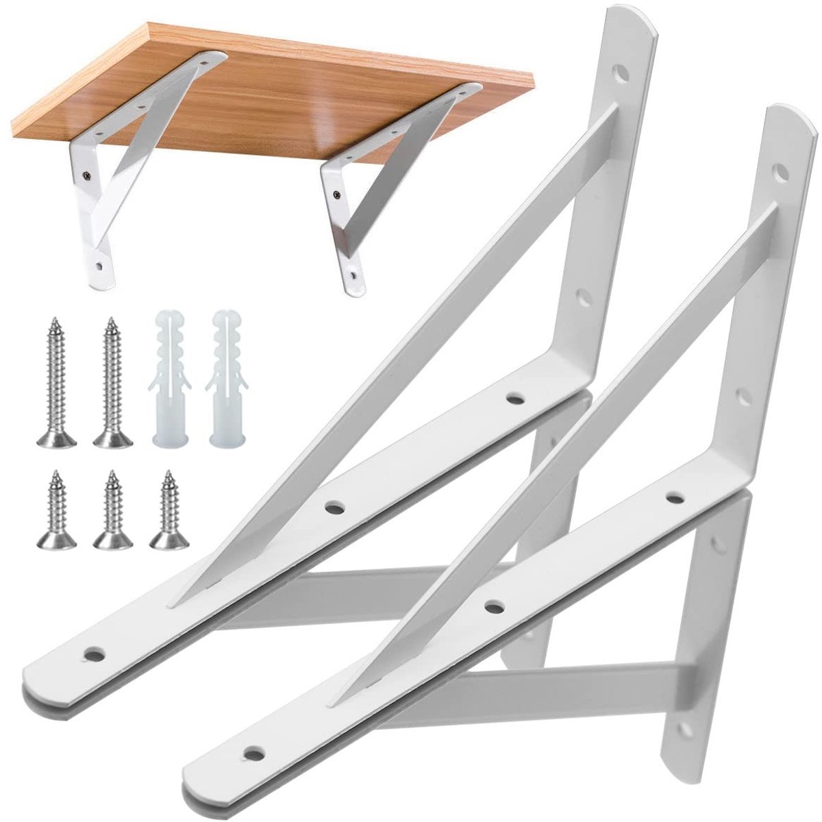 Dailygoods- Plankbeugel Heavy Duty - Zwarte Planksteun - Wandgemonteerde Beugel - Roestvrij Staal - Geschikt voor Houten Planken - Afmeting 300 x 190 x 2 mm