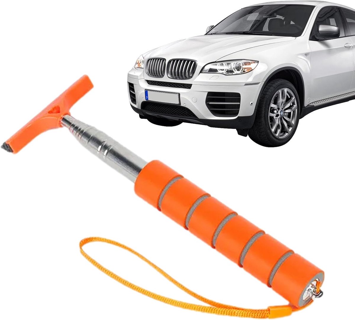 Achteruitkijkspiegel Wisser - Raamtrekker Auto - Spiegels Reinigen - Telescopische Steel - 100 cm - Oranje