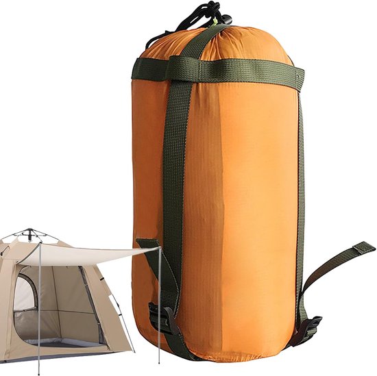 Compressiezak - Slaapzak compressiezak - Slaapzak opbergzak - Opbergzak - Opbergzakken voor backpacken - Draagbare slaapzakopbergzak - Lichtgewicht backpackzak - kampeeropbergzak - voor reizen, kamperen en outdoor backpacking - oranje - 18*18*38 cm van Merkloos — afbeelding 2
